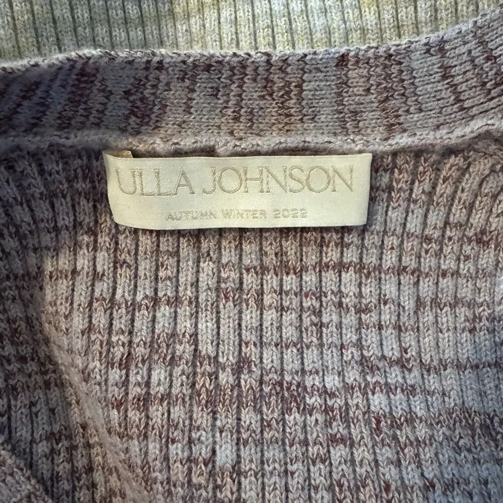 Ulla Johnson Posey Ribbed Knit Cardigan Sweater Pink Contrast Trim XS P